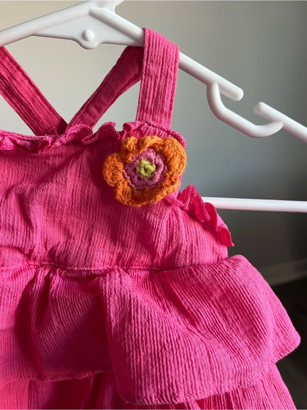 OshKosh B'gosh Hot Pink Tiered Ruffle Jumper with Flower